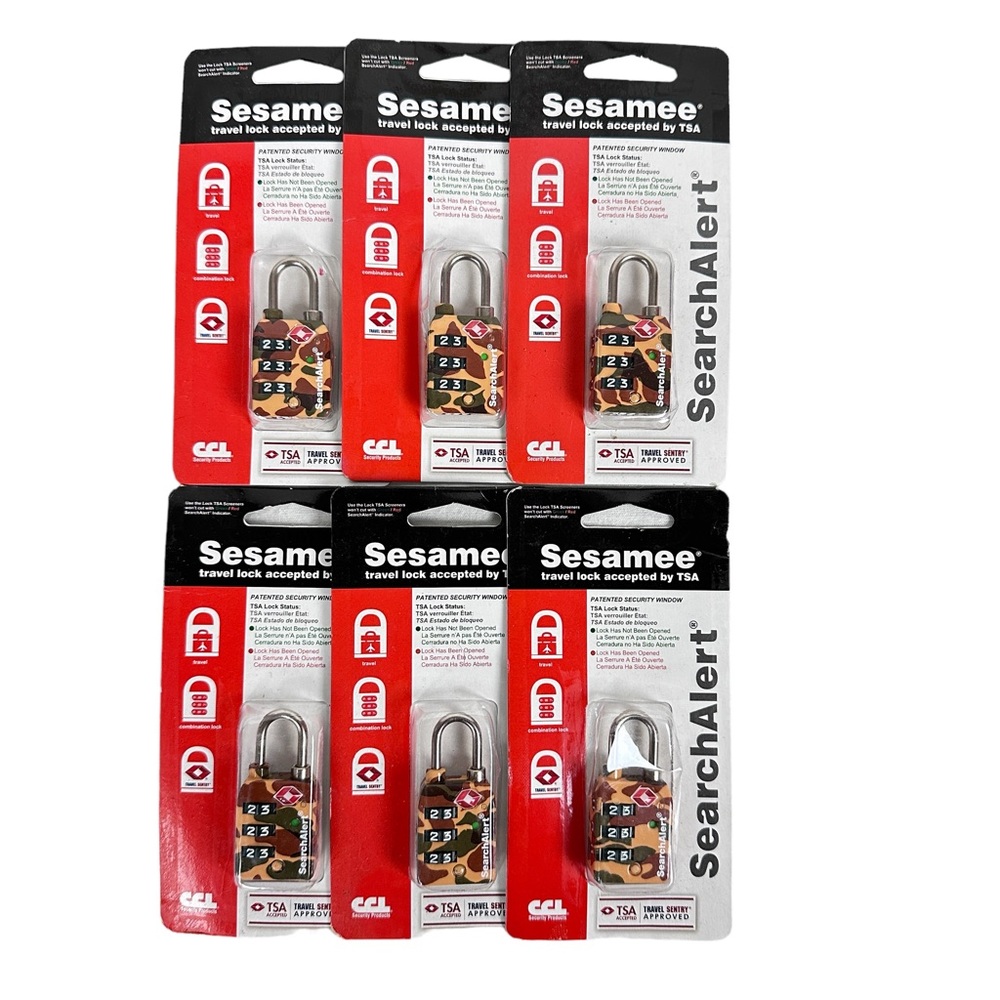 TSA approved luggage locks 6 pack Camo color